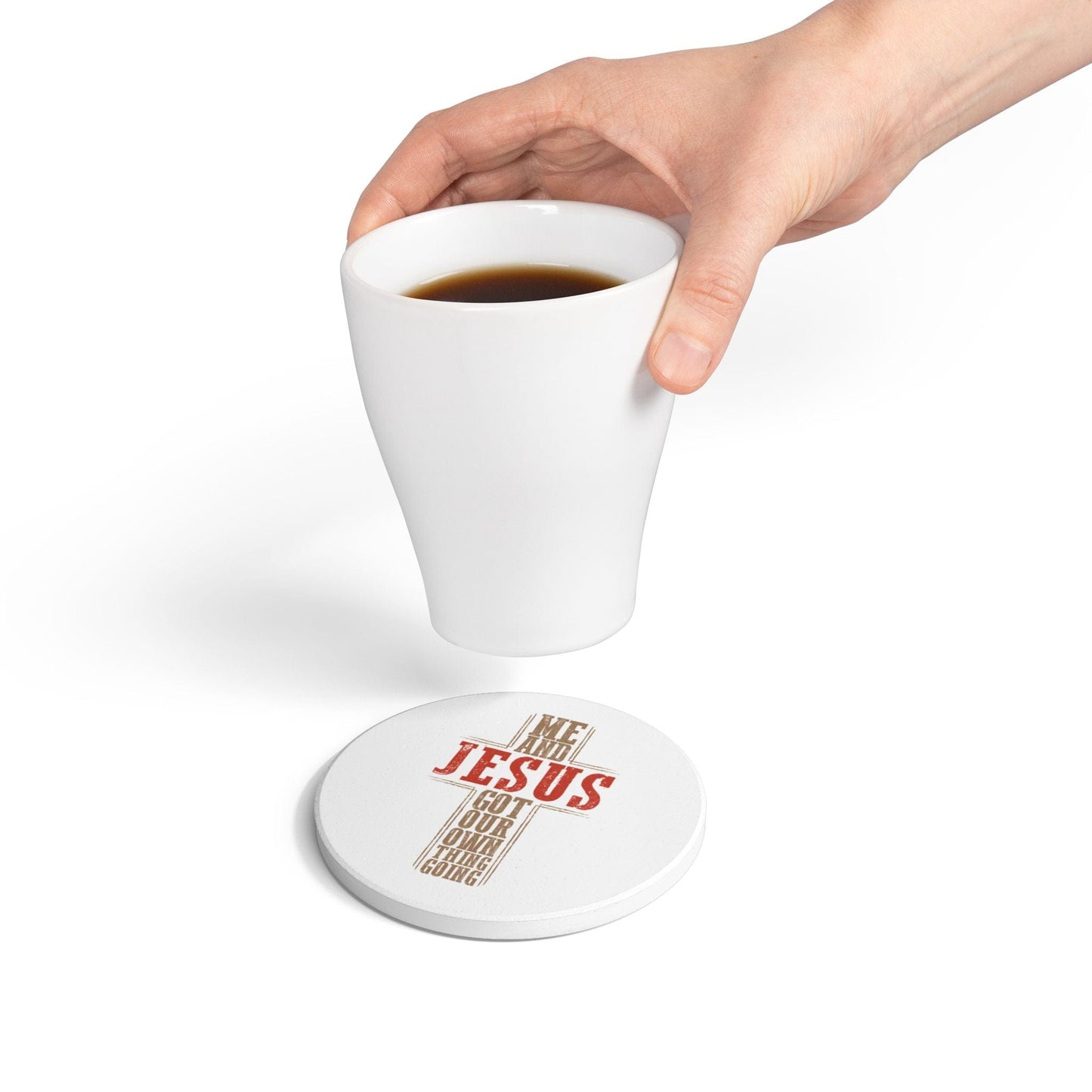 Me and Jesus ceramic coaster