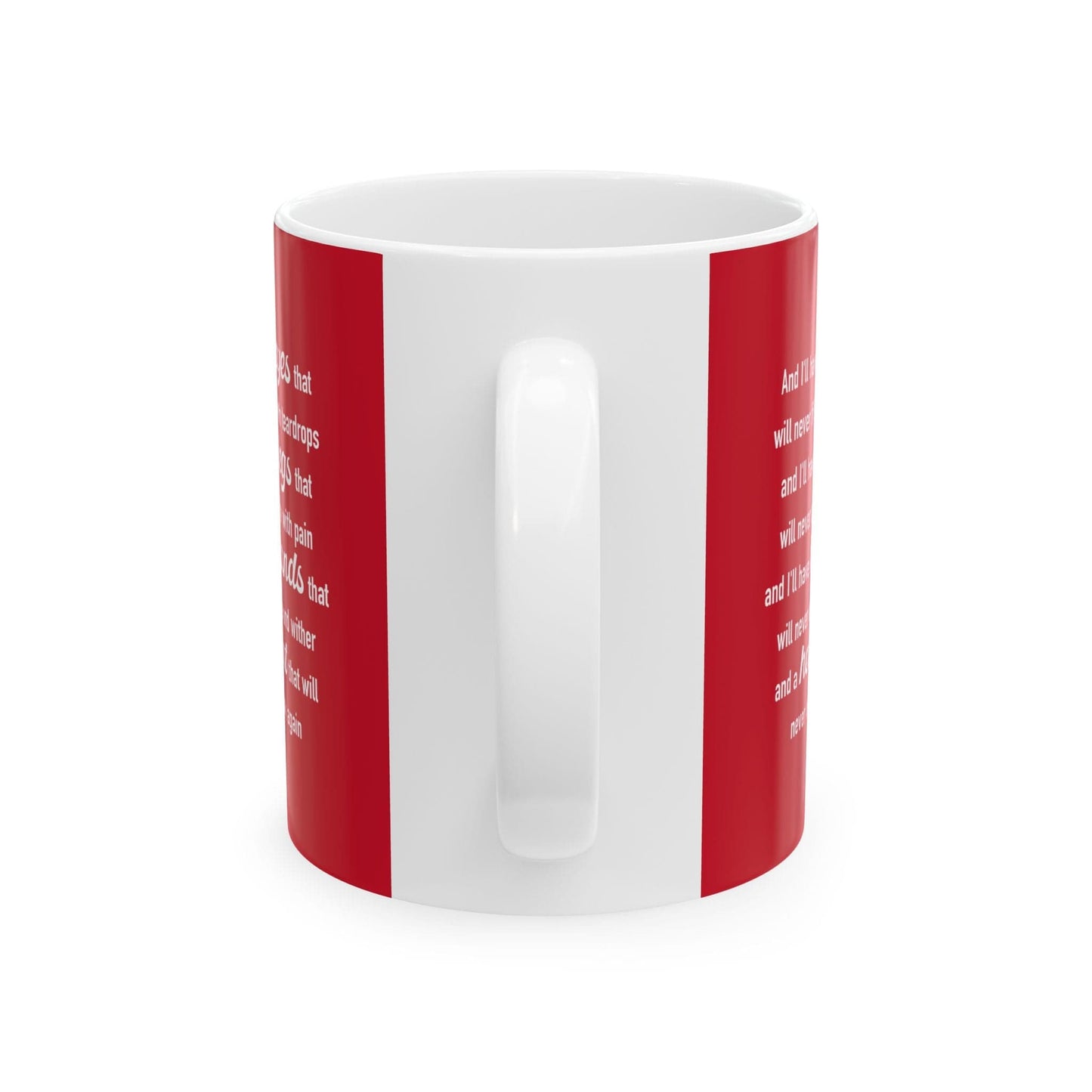 Hearts Don't Break in Heaven mug, red
