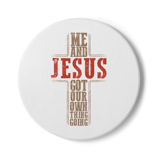 Me and Jesus ceramic coaster