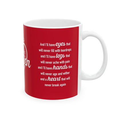 Hearts Don't Break in Heaven mug, red