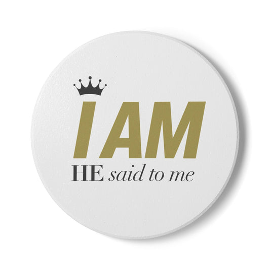I Am ceramic coaster
