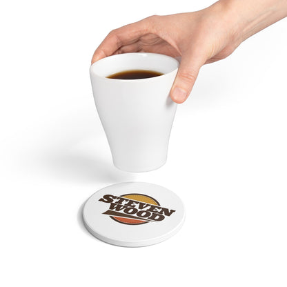 Steven Wood logo ceramic coaster