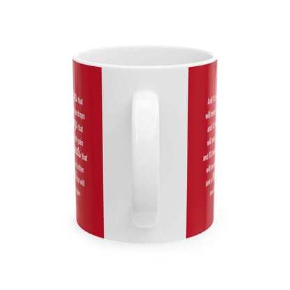 Hearts Don't Break in Heaven mug, red
